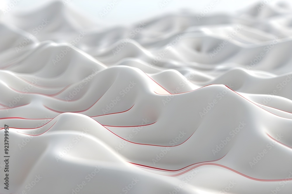 Fototapeta premium Abstract White Landscape with Red Lines