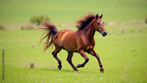 Wild Horse Galloping in Field