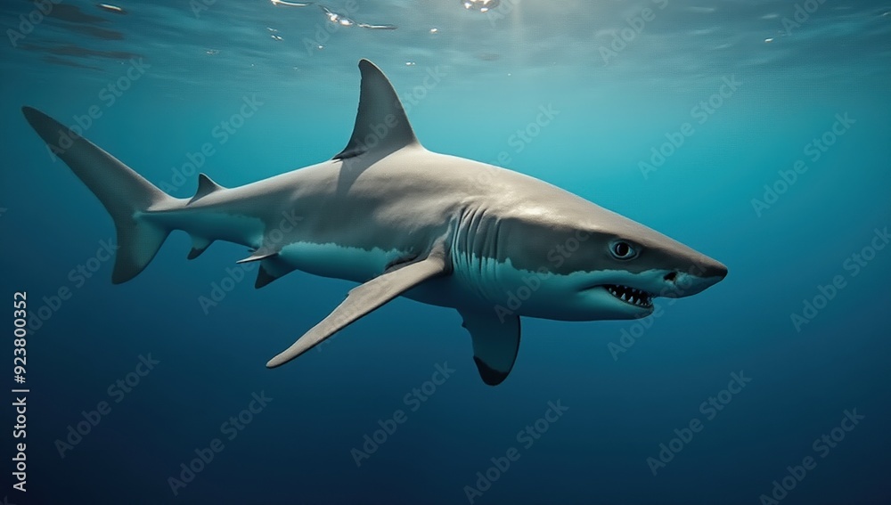 Naklejka premium Great White Shark Underwater