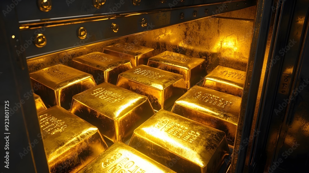 Gold Bars in a Safe Deposit Box. Gold Bars in a Safe Deposit Box.