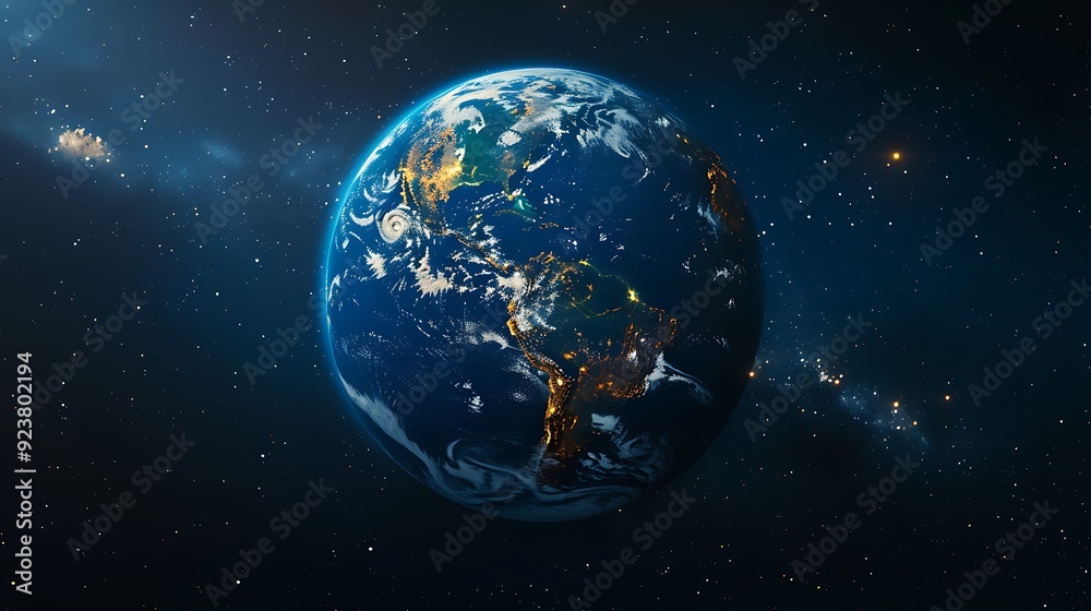 Fototapeta premium A distant view of Earth. Earth from Space.