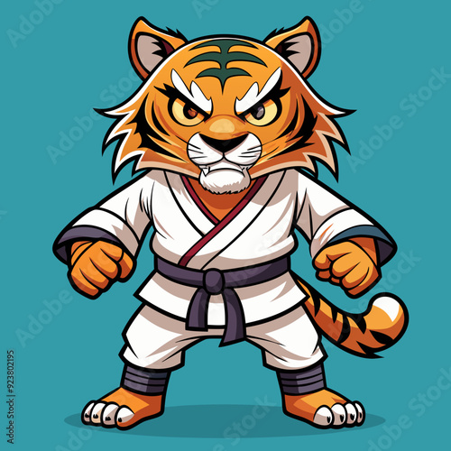 tiger karate kimono judo taekwondo vector sport mascot