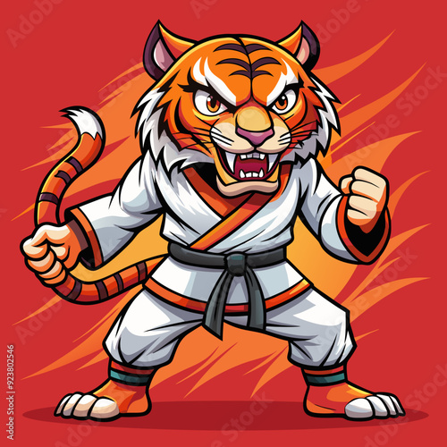 tiger karate kimono judo taekwondo vector sport mascot