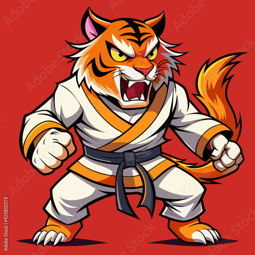 tiger karate kimono judo taekwondo vector sport mascot