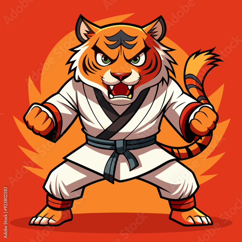 tiger karate kimono judo taekwondo vector sport mascot