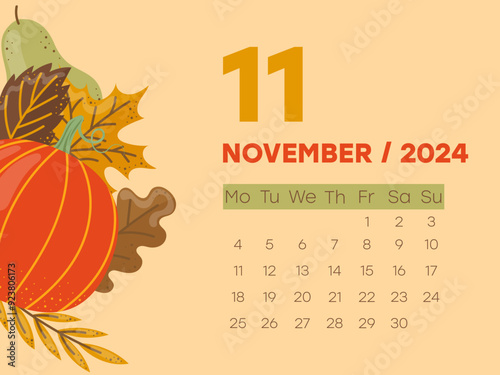 november calendar, autumn cozy calendar