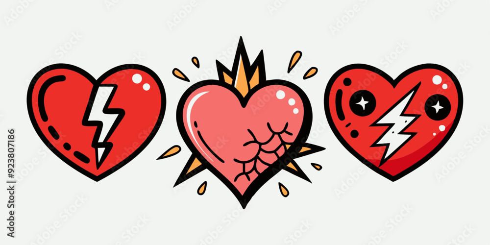 Broken heart gothic vector icon set, love sign rock gothic sticker, cracked grunge shapes, flame. Emo romance trendy print, y2k Valentine Day graffiti 90s art, breakup tattoo. Broken heart silhouette Broken heart gothic vector icon set, love sign rock gothic sticker, cracked grunge shapes, flame. Emo romance trendy print, y2k Valentine Day graffiti 90s art, breakup tattoo. Broken heart silhouette