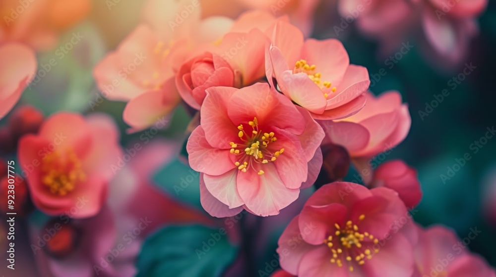 Fototapeta premium Chaenomeles flowers in full bloom