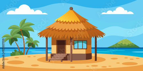 Bungalow hut, vector African thatched nipa house, straw village building roof, bamboo beach tent. Poor people shack, Hawaii summer tropical camp construction. Cartoon traditional bungalow hut clipart