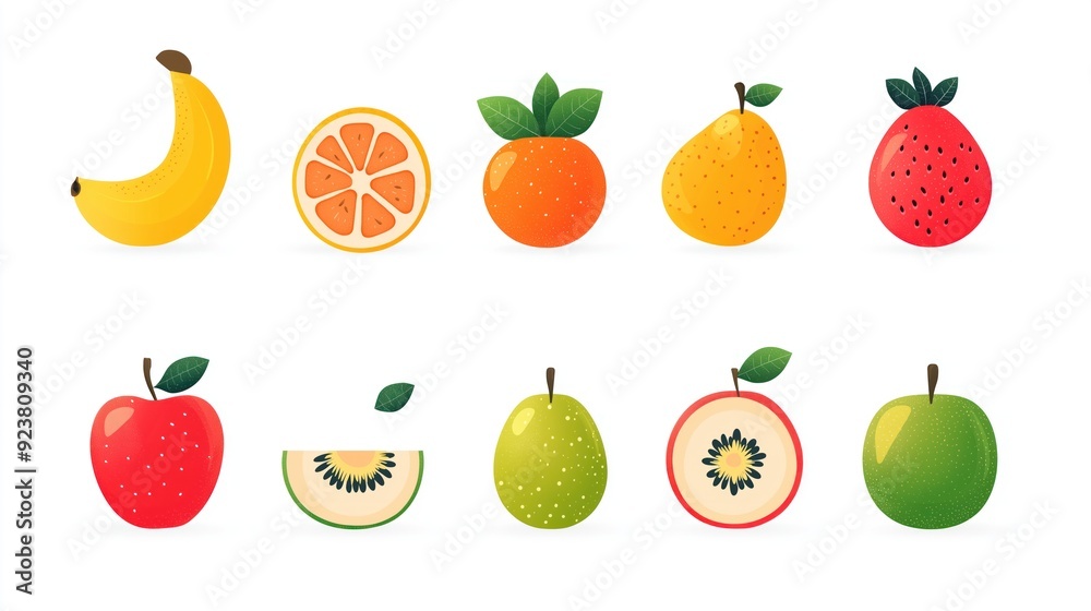 set of flat design fruit set of flat design fruit