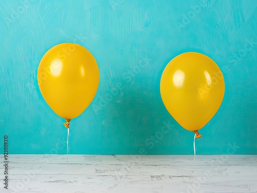 A balloon increasing as it floats upwards, while another decreases, deflating to the ground photo