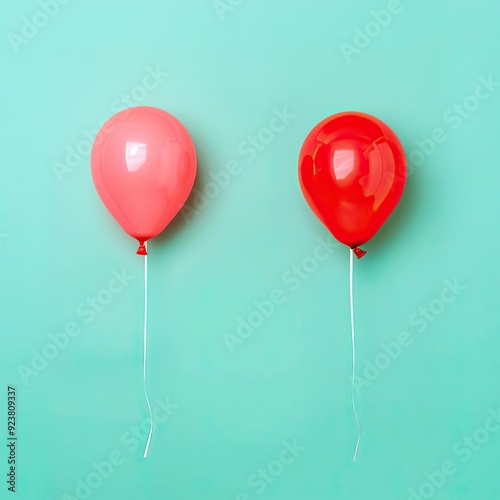 A balloon inflating and increasing in size, while another deflates and decreases, representing expansion vs. contraction photo