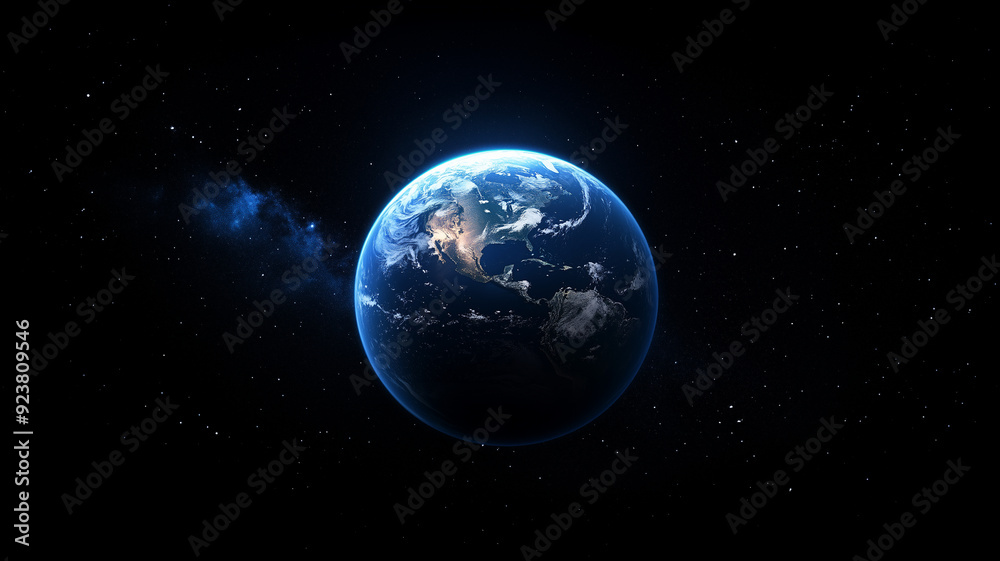 Planet earth in space with a galaxy of stars around Planet earth in space with a galaxy of stars around