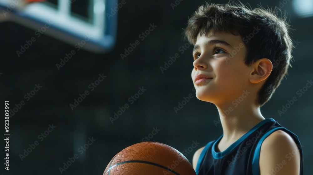Young Basketball Player in Thoughtful Moment Young Basketball Player in Thoughtful Moment