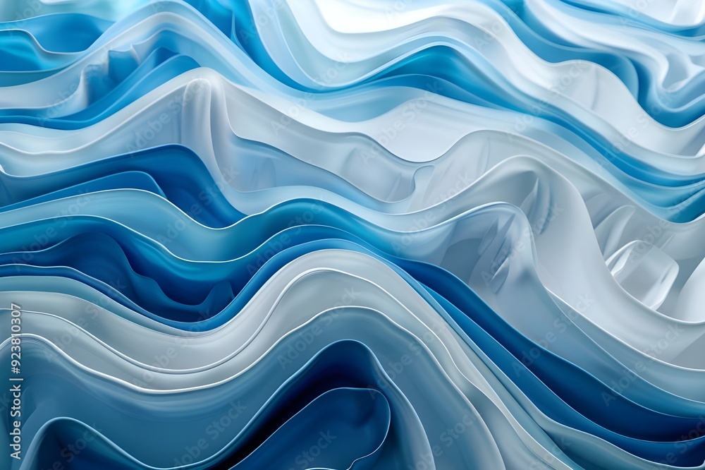 Obraz premium Abstract Blue and White Waves