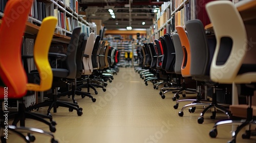 Wallpaper Mural A department store aisle lined with a variety of office chairs, offering both style and comfort. Torontodigital.ca