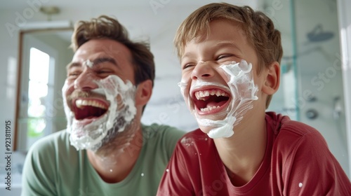 The father and son shaving photo