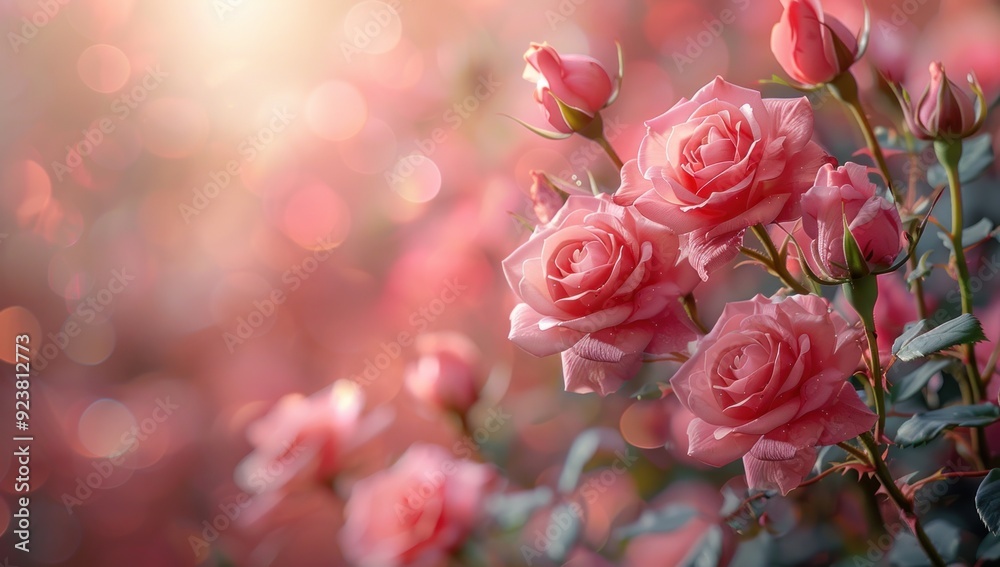 Delicate Pink Roses in a Sunlit Garden Delicate Pink Roses in a Sunlit Garden