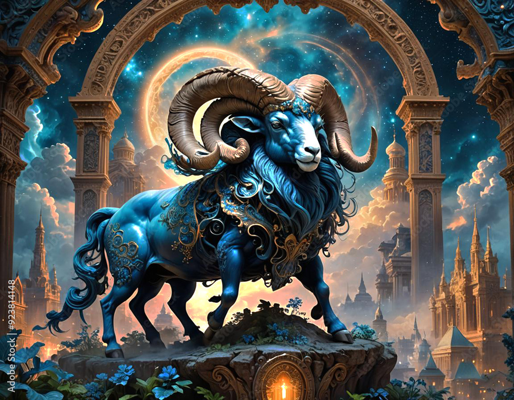 Fototapeta premium Aries 3D Zodiac symbol