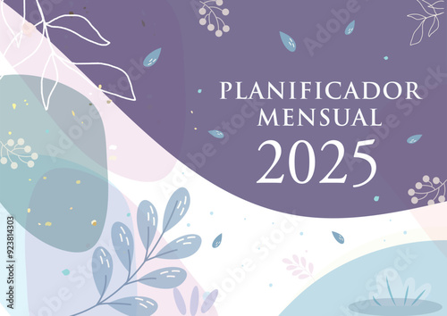 Calendario mensual 2025 en Español. Portada / Carátula