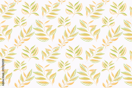 Summer simple tropical floral botanical pattern. Creative abstract shape branches leaves seamless print on a light background. Vector hand drawing sketch. Design for fashion, fabric, textiles, cover