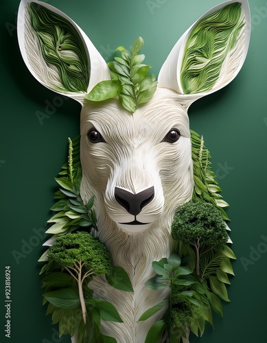 Animal Made of Plants with bodies are composed of plants, trees, or natural elements, symbolizing a deep connection between wildlife and nature photo