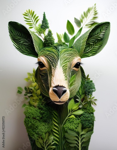 Animal Made of Plants with bodies are composed of plants, trees, or natural elements, symbolizing a deep connection between wildlife and nature photo