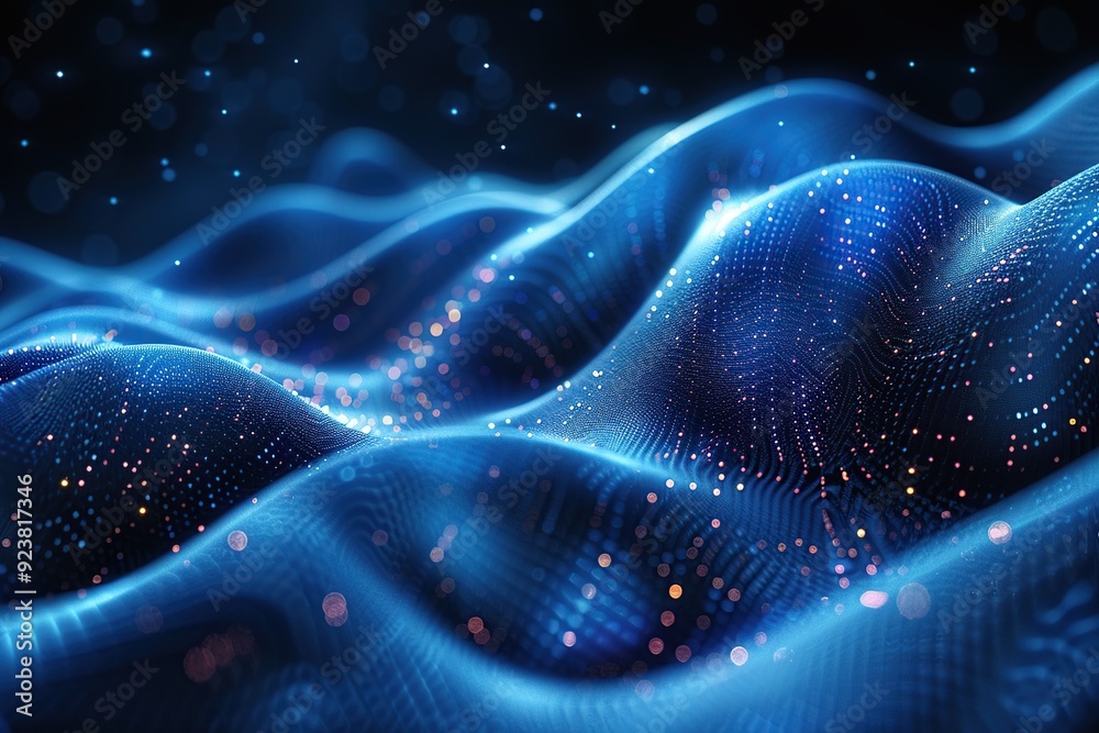 Abstract Digital Landscape with Glowing Particles Abstract Digital Landscape with Glowing Particles