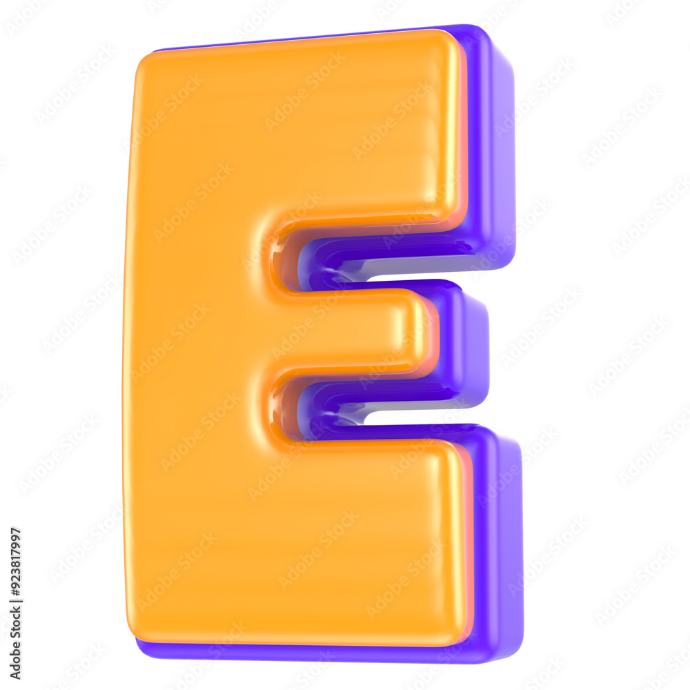 E Font 3D Render E Font 3D Render