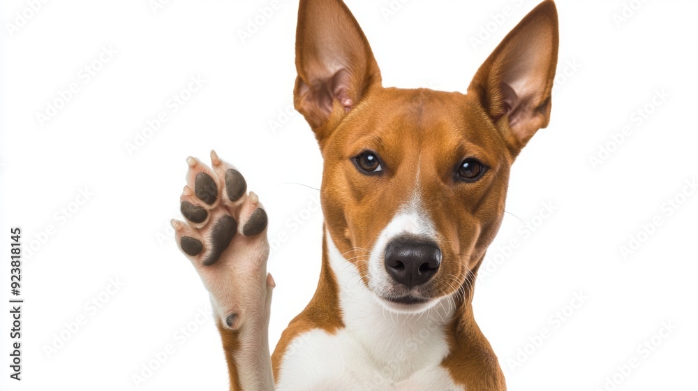 Friendly Dog with Paw Raised Friendly Dog with Paw Raised