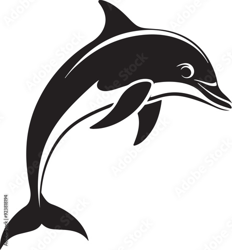 illustration of a dolphin, Silhouette dolphin photo