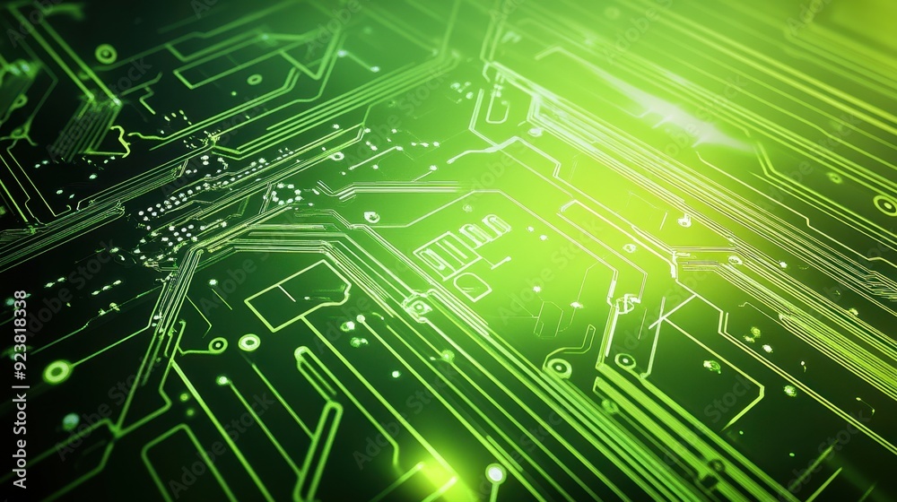 Obraz premium Futuristic Green Circuit Board Technology Background
