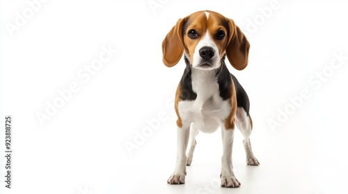 Playful Beagle on White Background