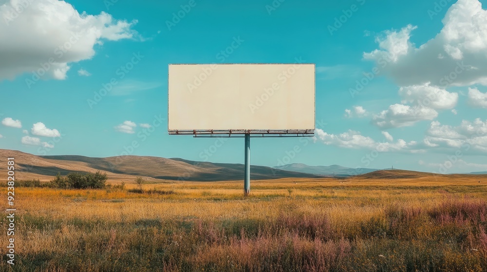 © pinporn manosri - Billboard in a rural area, standing alone against a backdrop of open fields and distant hills. © pinporn manosri - Billboard in a rural area, standing alone against a backdrop of open fields and distant hills.