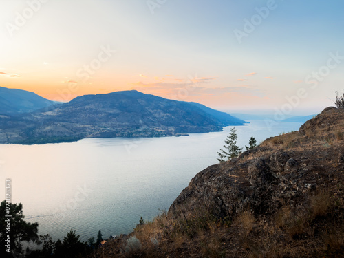 Summer sunset over the lake 