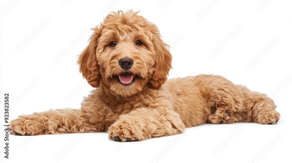 Fototapeta premium Happy Golden Doodle Relaxing