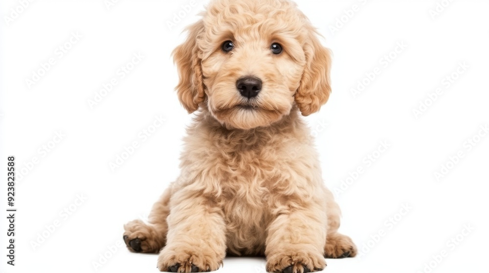 Cute Goldendoodle Puppy on White Background