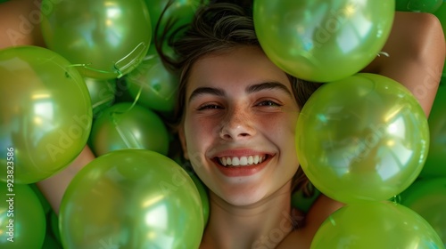 The Girl with Green Balloons photo