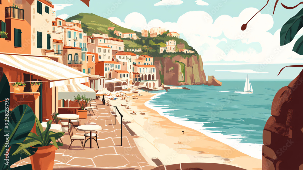 Fototapeta premium Vacation at Italian coast calm day near sea