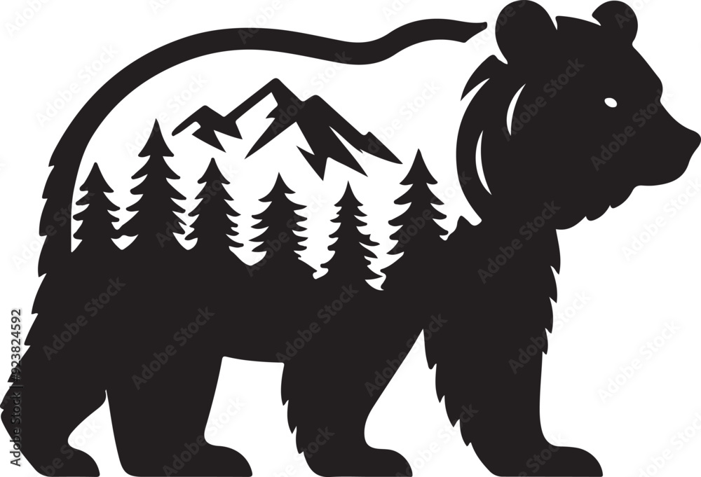 bear mascot silhouette vector art illustration bear mascot silhouette vector art illustration