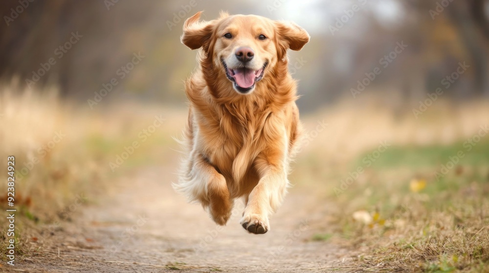 Joyful Golden Retriever in Motion Joyful Golden Retriever in Motion