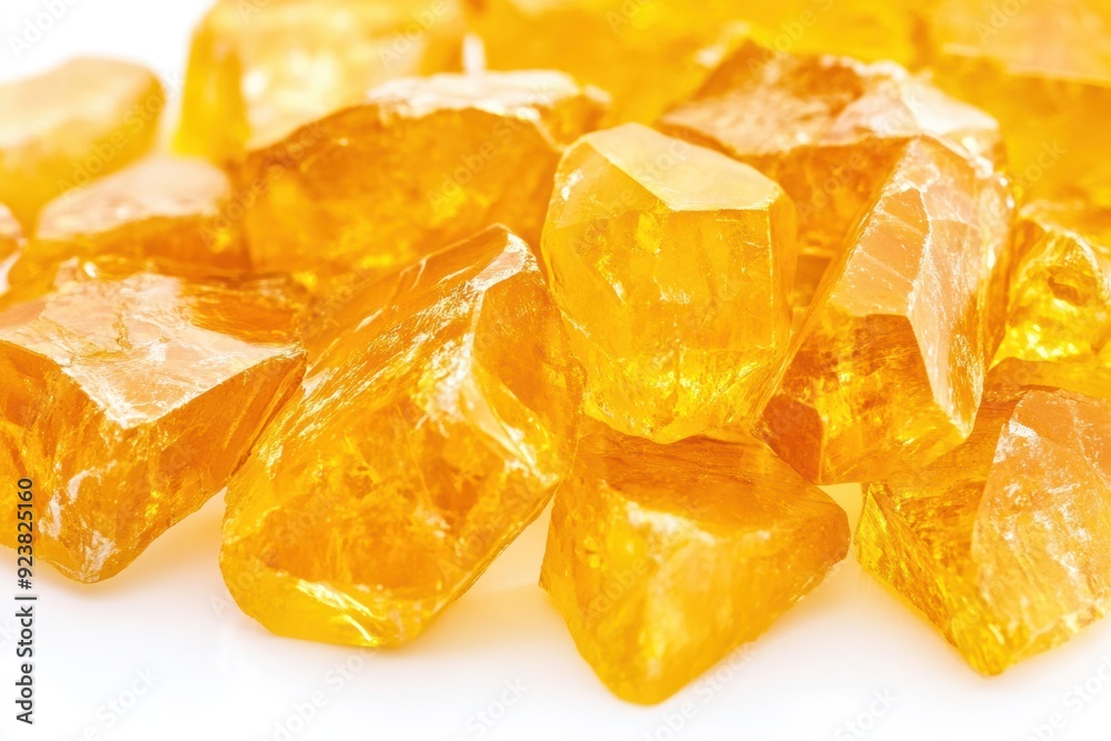 Close-up of raw amber stones on white background Close-up of raw amber stones on white background