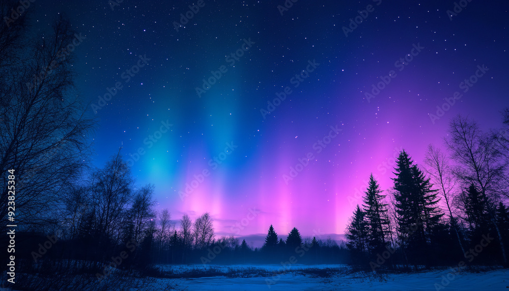 Fototapeta premium photo of Northern Lights, blue, purple