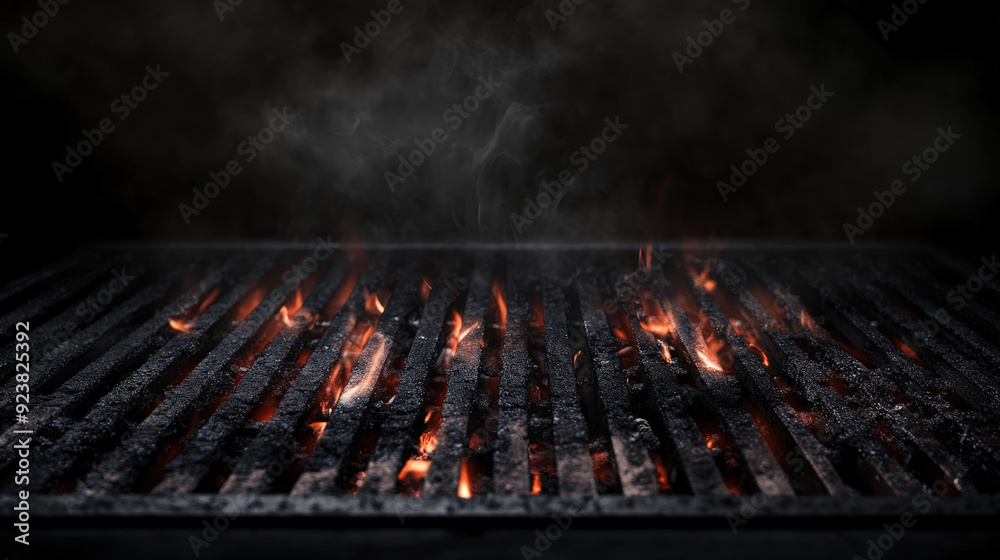 Close-Up of Charred Grill Grate with Glowing Coals Close-Up of Charred Grill Grate with Glowing Coals