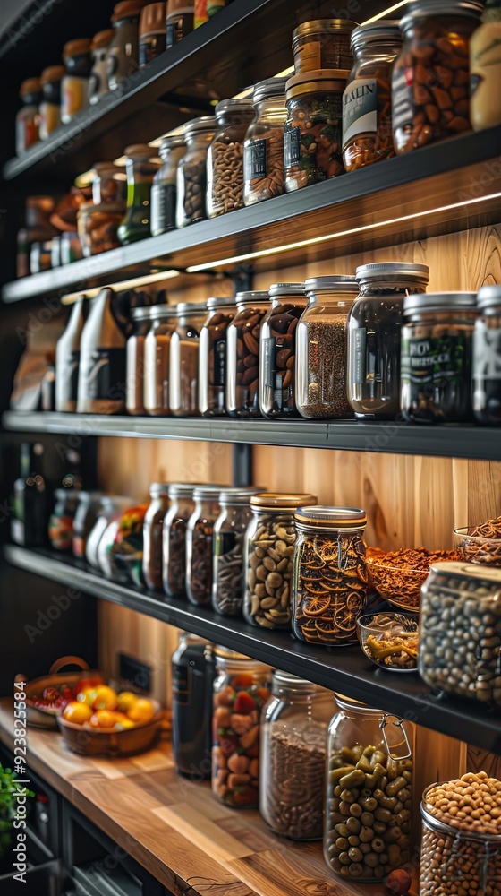 Home storage area organize management home interior design pantry shelf and storage for store food and stuff in kitchen home design concept Home storage area organize management home interior design pantry shelf and storage for store food and stuff in kitchen home design concept