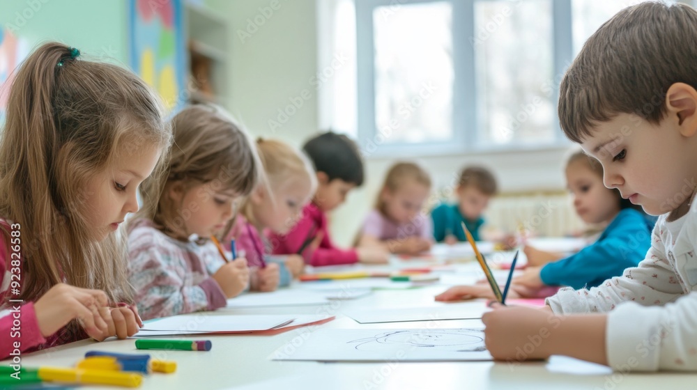 Fototapeta premium Kids Engaged in Arts and Crafts