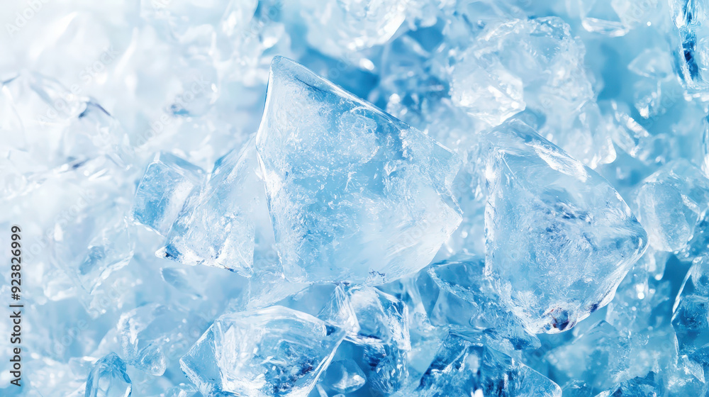 Close-Up of Shiny Ice Cubes with Cool Blue Tones Close-Up of Shiny Ice Cubes with Cool Blue Tones