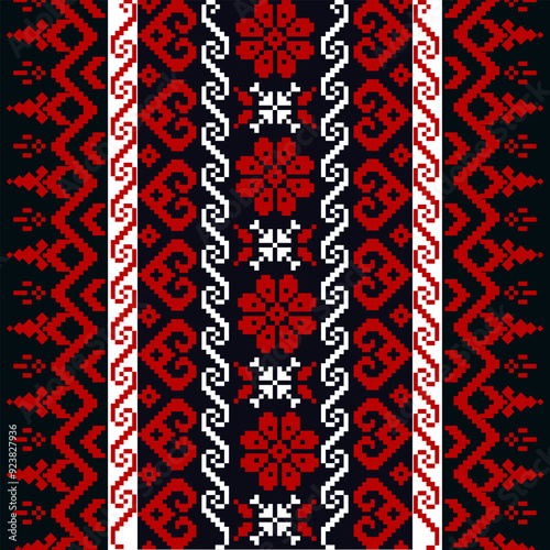 Red pixel cloth pattern for fabric pattern design. Background pattern for design. Pixel fabric pattern.