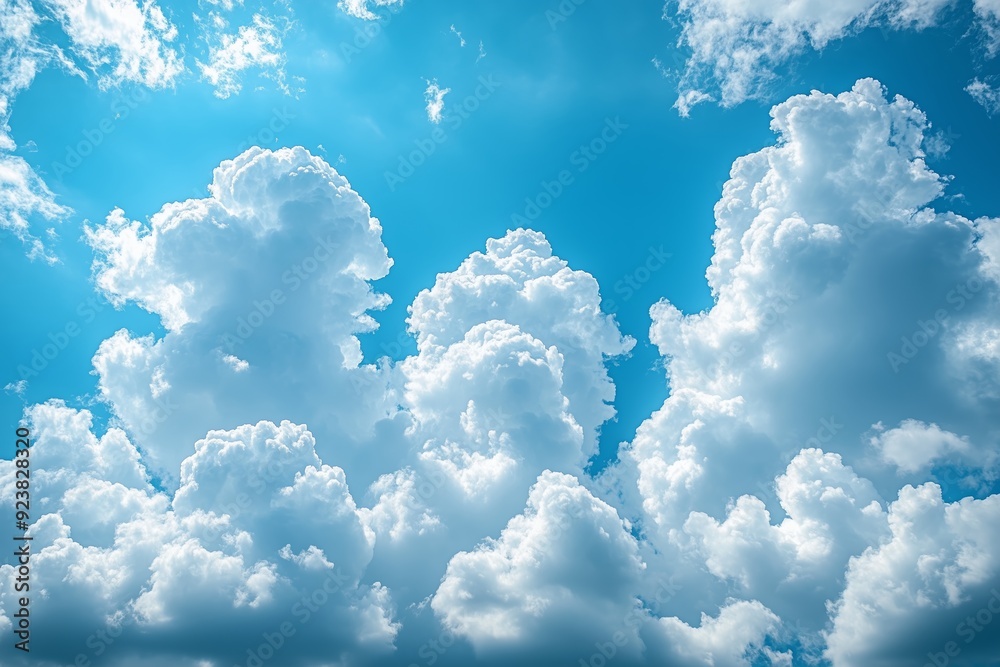 Fluffy white clouds scattered across a bright blue sky on a sunny day Fluffy white clouds scattered across a bright blue sky on a sunny day