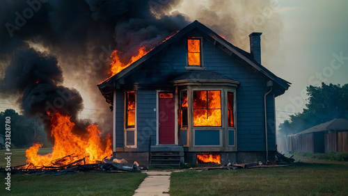 a house burning